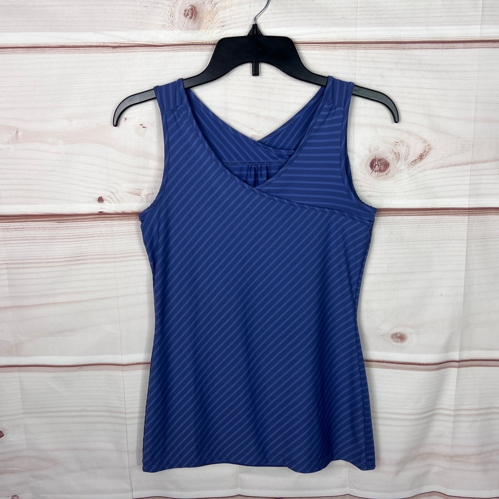 REI Top Womens XXS Blue Stripe Tank‎ V-Neck Sleeveless Performance Active